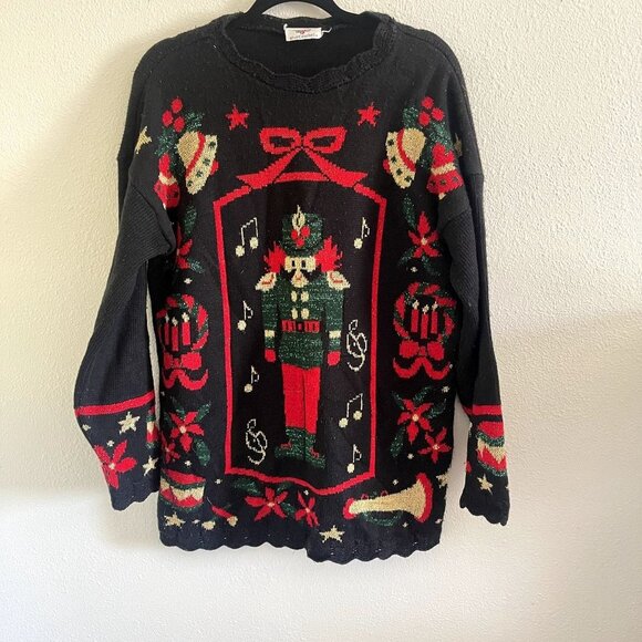 Vintage Knit Toy Solider Christmas Sweater Size Medium - Picture 2 of 4